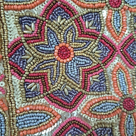 Lulus Women's Floral Coral Gold Multi Clutch Shoulder Chain Bag Party Cocktail - Picture 2 of 8